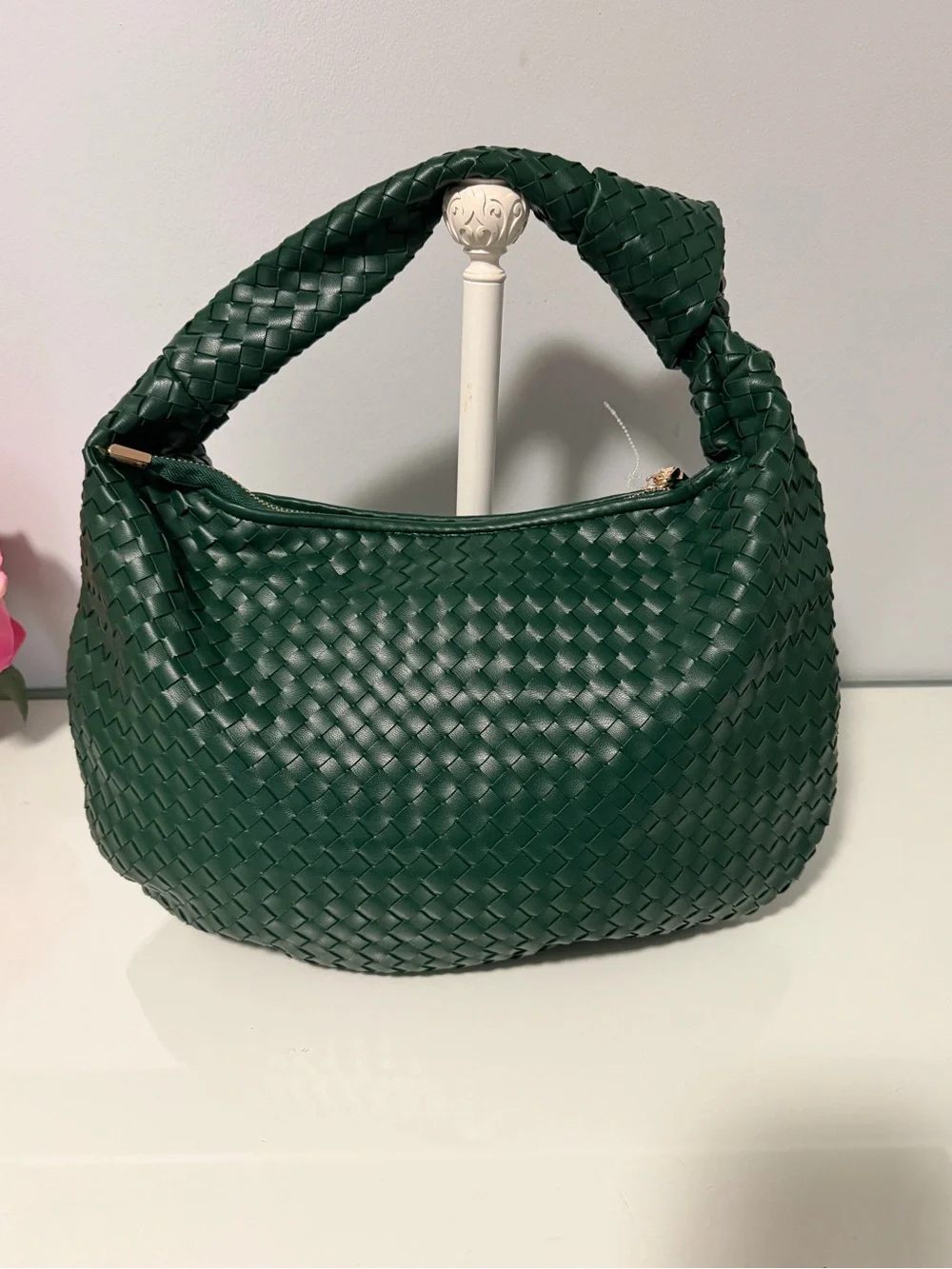 Melie Bianco Dark Green Woven Hobo Bag